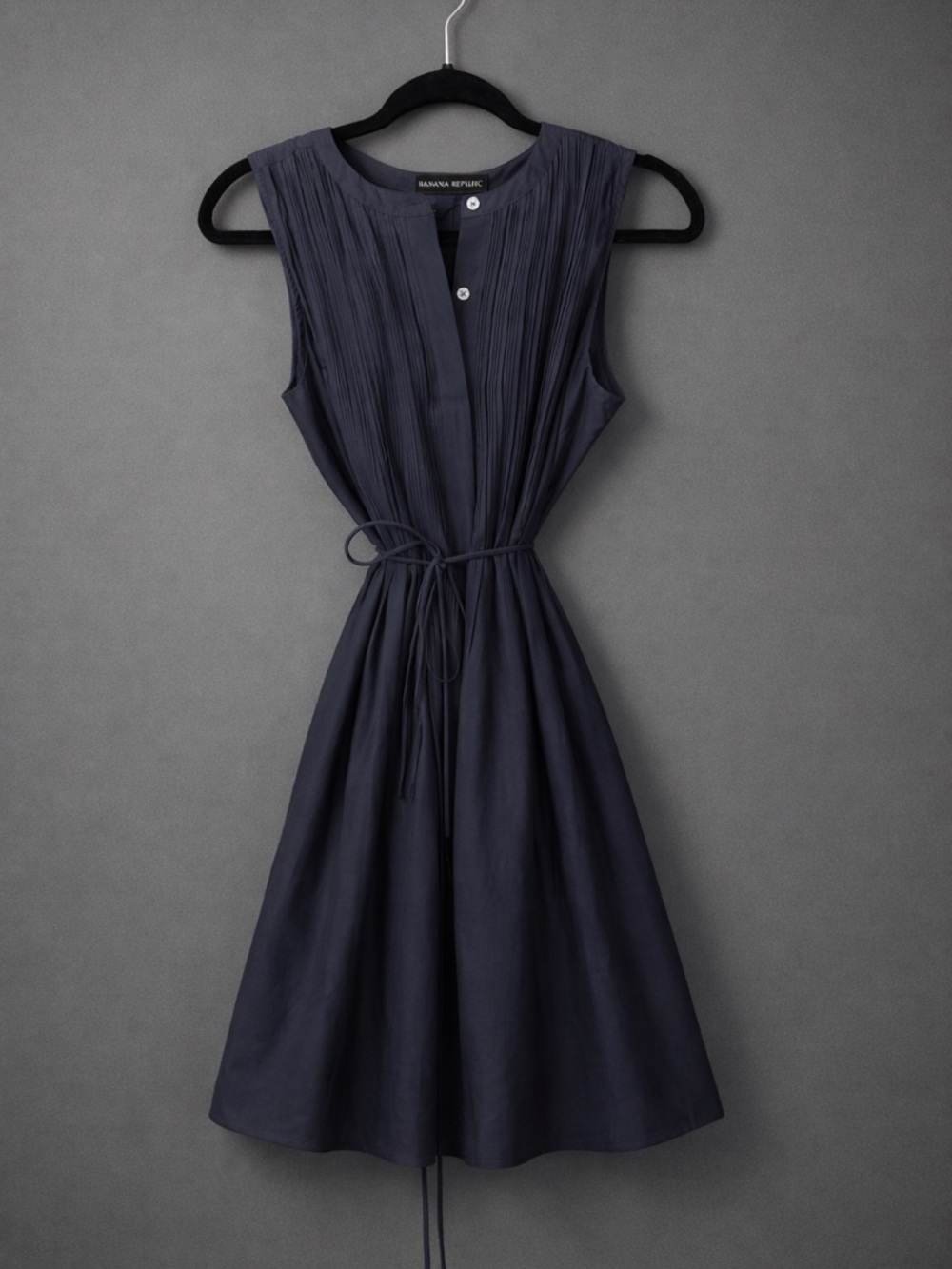 Banana Republic Dark Navy Sleeveless Short/Midi Dress with Tie Waist